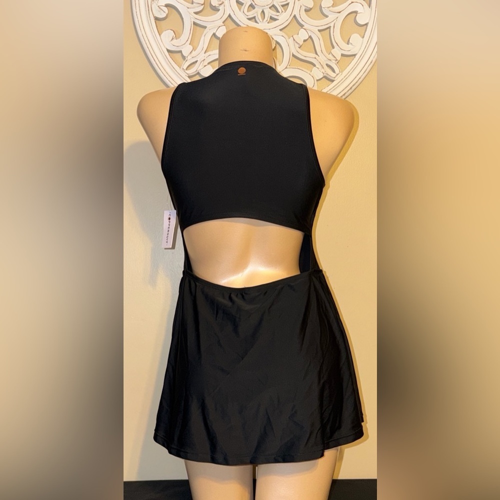 Coppersuit womens medium 8 10 bathing suit swim dress athletic zip black NWT - Picture 7 of 12